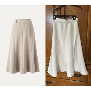 OGL Cream A-Line Skirt High Waisted Umbrella Hem Midi Skirt, Size S